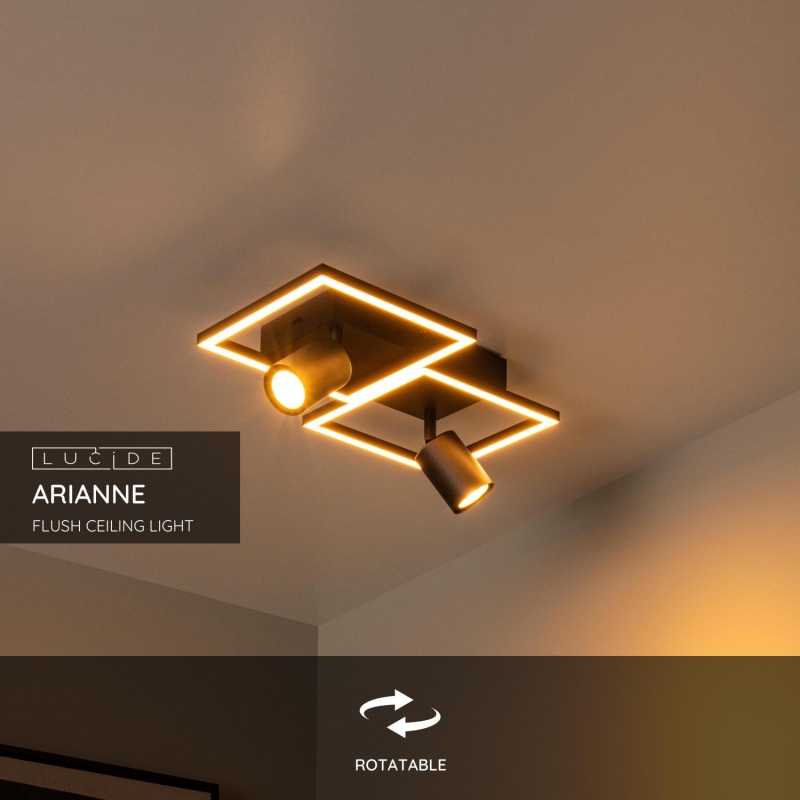 Lucide ARIANNE - Flush ceiling light - LED - 2xGU10 - Black